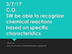3/4/16 C.O. SW be able to recognize chemical reactions based on