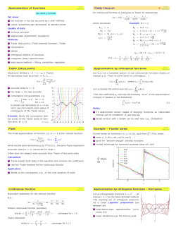 Approximation of functions Taylor (MacLaurin) Pad&eacute; Continuous