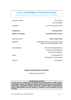 Cr Taylor- Shire of Halls Creek - Department of Local Government