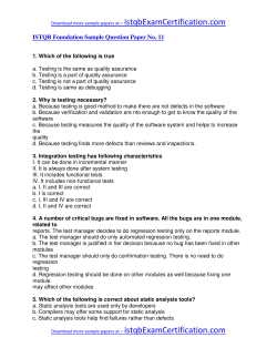 ISTQB Foundation Sample Question Paper No. 11