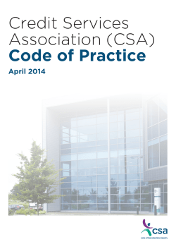 Credit Services Association (CSA) Code of Practice