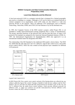 Preparatory notes for LANs, Ethernet and Interconnecting LANs