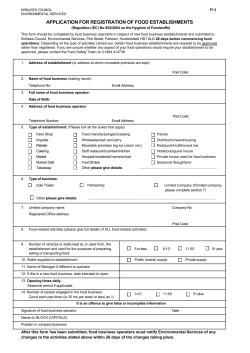 application for registration of food establishments