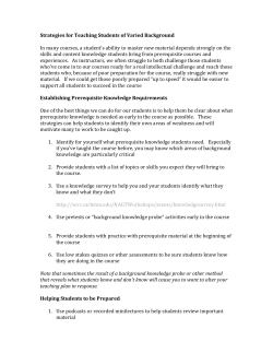 Strategies for Teaching Students of Varied Background In many