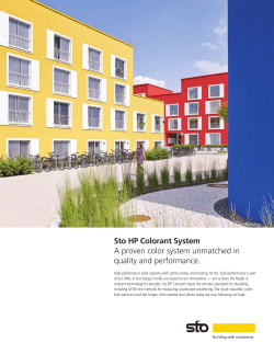Sto HP Colorant System A proven color system unmatched in quality