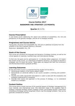 Course Outline 2017 BUSADMIN 768: STRATEGY
