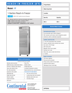 REACH-IN FREEZER (0&deg;F) Model: 1F 1-Section