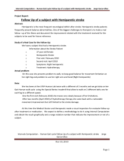 Human Gait cycle Follow Up of a subject with Hemiparetic stroke