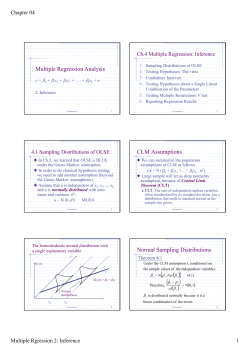 Multiple Regression Analysis CLM Assumptions Normal Sampling