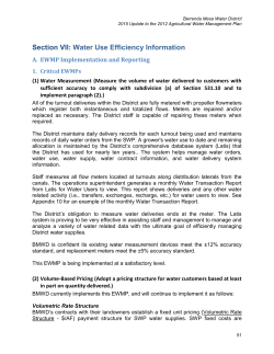Section VII: Water Use Efficiency Information