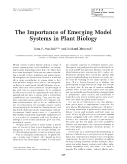 The Importance of Emerging Model Systems in Plant Biology