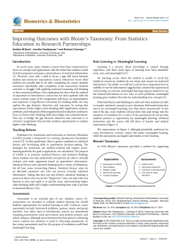 Improving Outcomes with Bloom`s Taxonomy: From Statistics