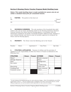 Section 8 Housing Choice Voucher Program Model Dwelling Lease