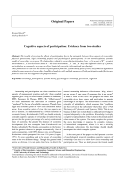 Cognitive aspects of participation: Evidence from two studies