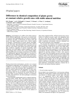 Differences in chemical composition of plants grown at constant