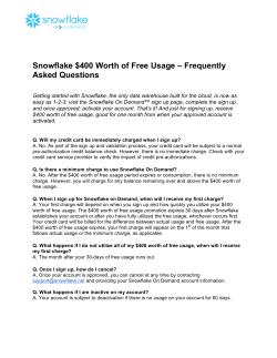 Snowflake $400 Worth of Free Usage &ndash; Frequently Asked Questions
