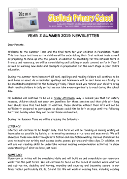 Dear parents and grandparents, welcome back to year two and to