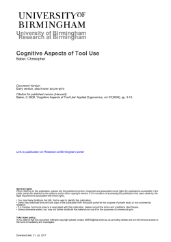 University of Birmingham Cognitive Aspects of Tool Use