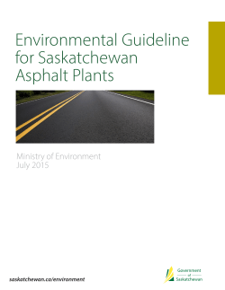 Environmental Guideline for Saskatchewan Asphalt Plants