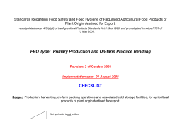 Checklist (Primary production and on farm produce handling)