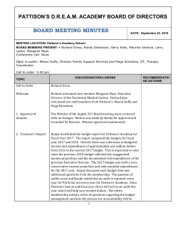 pattison`s dream academy board of directors board meeting minutes