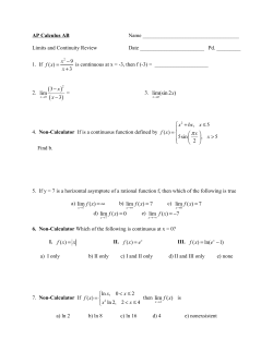 Limits Review Worksheet