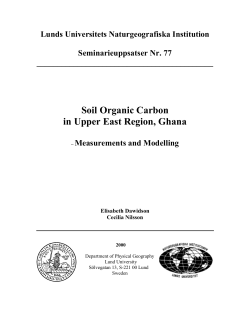 Soil Organic Carbon in Upper East Region, Ghana