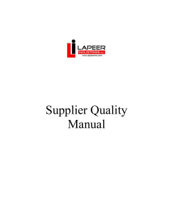 Supplier Quality Manual Supplier Quality Manual Table of Contents