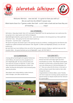 it is great to have you with us! We are well into the 2016/17 season