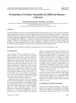 Production of Carbon Nanotubes by Different Routes