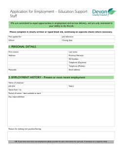 Application for Employment &ndash; Education Support Staff