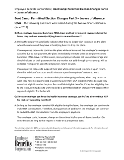 Boot Camp: Permitted Election Changes Part 3 &ndash; Leaves of Absence