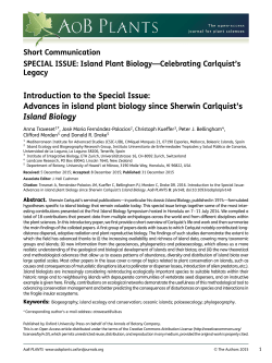 Introduction to the Special Issue: Advances in island plant biology