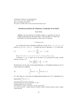 GENERALIZATIONS OF STRONGLY STARLIKE FUNCTIONS Jacek