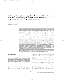 Matching Strategies in Cognitive Research with Individuals
