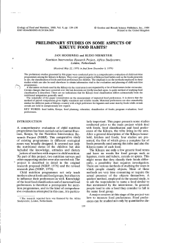 PRELIMINARY STUDIES ON SOME ASPECTS OF KIKUYU FOOD