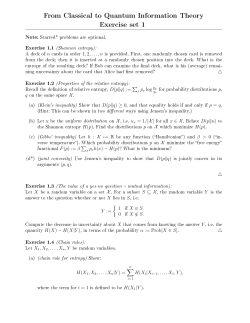 From Classical to Quantum Information Theory Exercise set 1