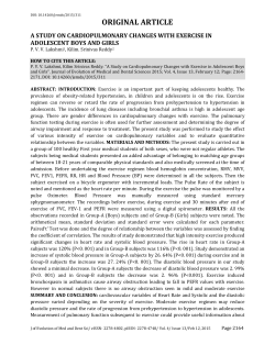 a study on cardiopulmonary changes with exercise in adolescent