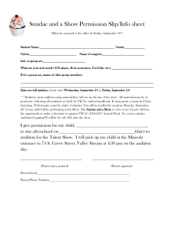 Sundae and a Show Permission Slip/Info sheet (Must be returned to