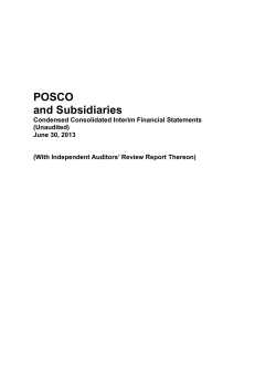 POSCO and Subsidiaries Condensed Consolidated Interim