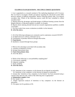 EXAMPLE EXAM QUESTIONS - MULTIPLE CHOICE