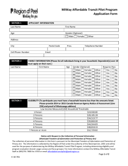 MiWay Affordable Transit Pilot Program Application Form