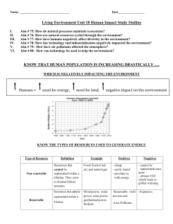 Living Environment Unit 10 Human Impact Study Outline