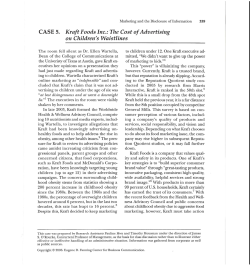 CASE 5. Kraft Foods Inc.: The Cost of Advertising on Children`s