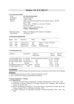 Biodata of Dr. R. K. BHATT - National Institute of Ecology