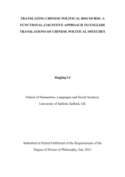 Translating Chinese Political Discourse: A Functional