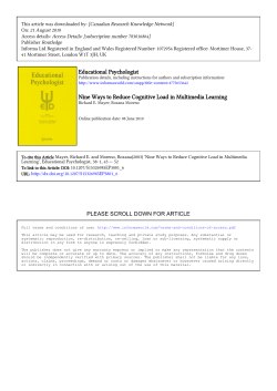 Educational Psychologist Nine Ways to Reduce Cognitive Load in