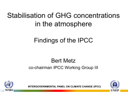 Stabilisation of GHG concentrations in the atmosphere Findings of