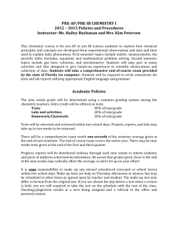PRE-AP/PRE-IB CHEMISTRY I 2012