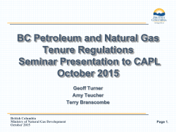 BC Petroleum and Natural Gas Tenure Regulations Seminar
